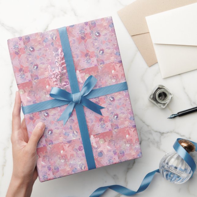 Papel De Regalo Estrellas rosadas Feliz regalo de cumpleaños Perso (Regalar)