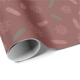 Papel De Regalo Estrellas rosas antiguas y brunchones de árboles