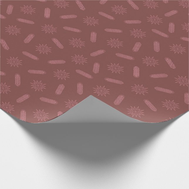 Papel De Regalo Estrellas rosas antiguas y brunchones de árboles (Esquina)