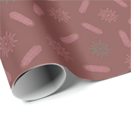 Papel De Regalo Estrellas rosas antiguas y brunchones de árboles
