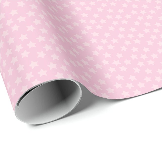 Papel De Regalo Estrellas Rosas Lanzadas (Esquina del rollo)