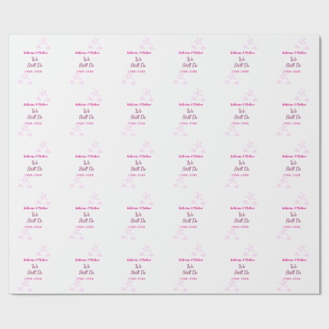 Papel De Regalo Estrellas rosas Renovación de votos boda de aniver (Superficie plana)