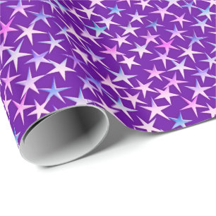 Papel De Regalo Estrellas satinadas, lavanda en morado