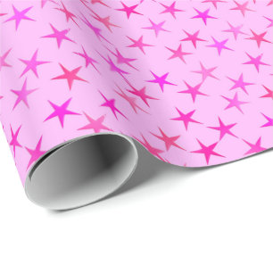 Papel De Regalo Estrellas satinadas, orquídeas en rosa pálido