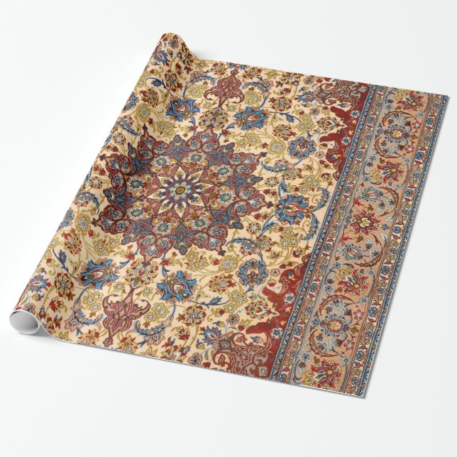 Papel De Regalo Estrellas simétricas azules de Persia central  (Desenrollado)