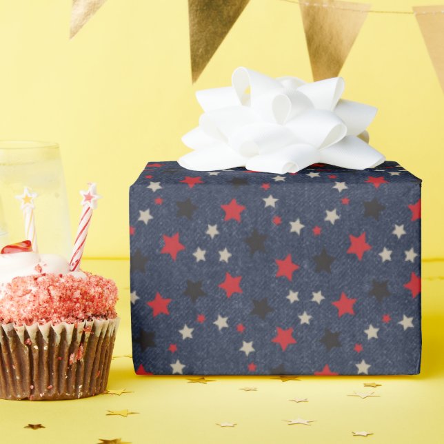 Papel De Regalo Estrellas Sobre Denim (Fiesta de cumpleaños )