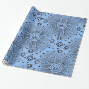Papel De Regalo Estrellas Sol Antiguo Cielo Nocturno Zodiaco Medie