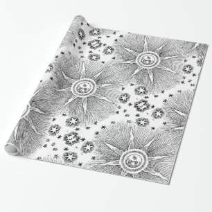 Papel De Regalo Estrellas Sol Antiguo Cielo Nocturno Zodiaco Medie