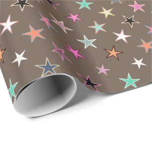 Papel De Regalo Estrellas Twinkling modernas, Taupe Tan y multipas