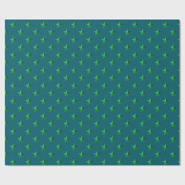 Papel De Regalo Estrellas verdes azul Verde azuladas profundas (Superficie plana)
