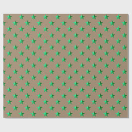 Papel De Regalo Estrellas verdes brillantes de Kraft rústico