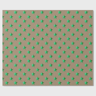 Papel De Regalo Estrellas verdes brillantes de Kraft rústico