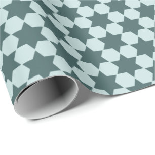 Papel De Regalo Estrellas verdes de seis puntas