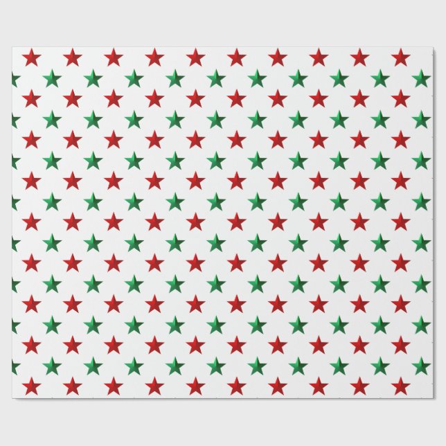 Papel De Regalo Estrellas verdes rojas (Superficie plana)
