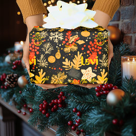 Papel De Regalo Estrellas y Adornos de Navidad Personalizados
