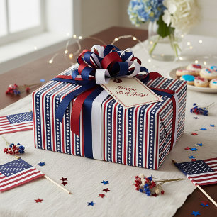 Papel De Regalo Estrellas y barras americanas
