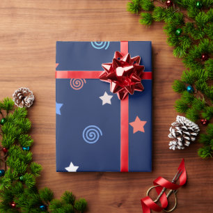 Papel De Regalo Estrellas y espirales patrióticos, personaliza con