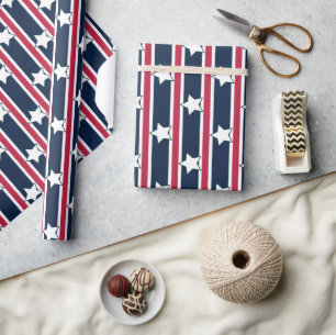 Papel De Regalo Estrellas y Franjas Patrióticas Divertidas y Elega