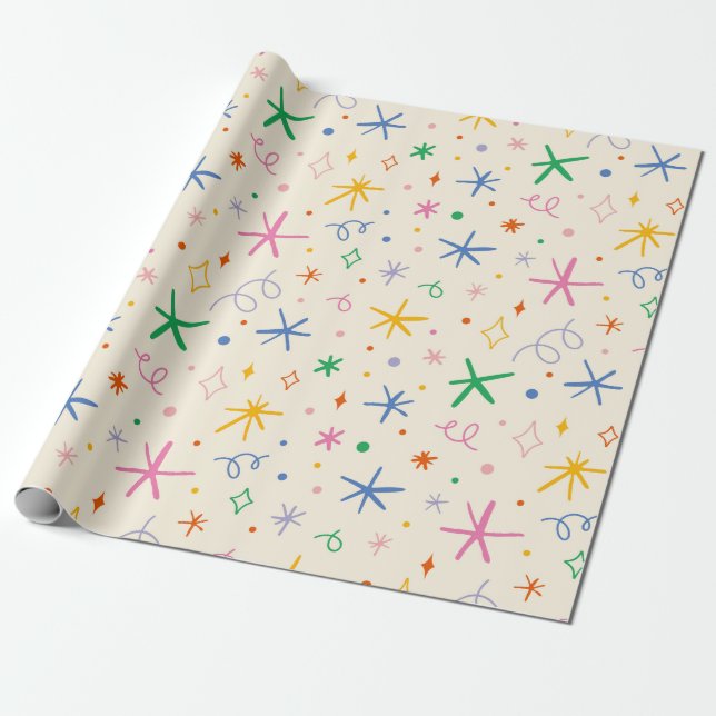 Papel De Regalo Estrellas y giros coloridos (Desenrollado)
