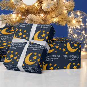 Papel De Regalo Estrellas y Luna de Estrella de Twinkle personaliz