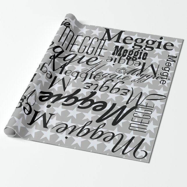 Papel De Regalo Estrellas y nombres personalizados (Desenrollado)