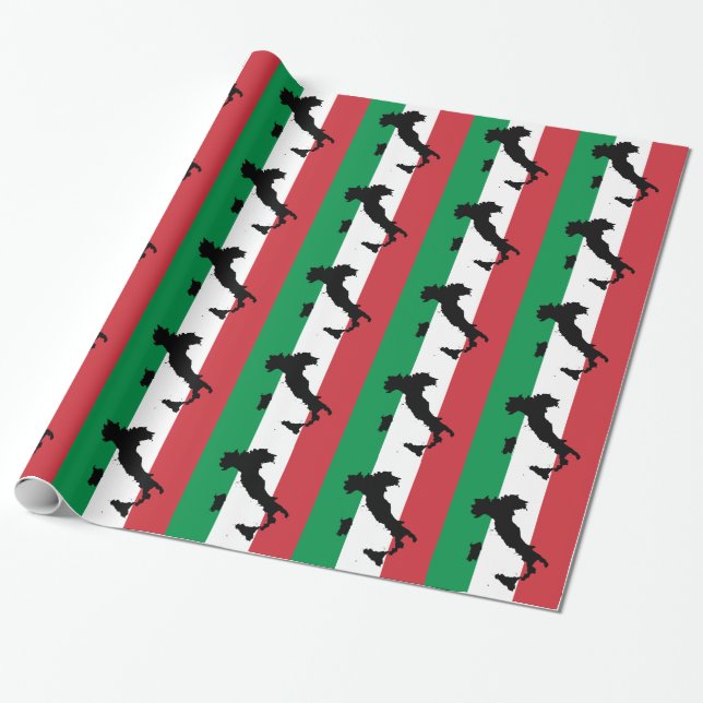 Papel De Regalo Estribos verdes rojos y blancos de Italia (Desenrollado)