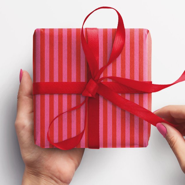 Papel De Regalo Estripa rosa y roja alegre Navidad brillante festi (Subido por el creador)
