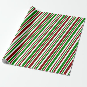 Papel De Regalo Estripas temáticas de Navidades rojos, blancos y 