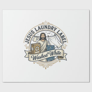 Papel De Regalo Etiqueta de lavandería de Jesús Lavado Blanco Jesú