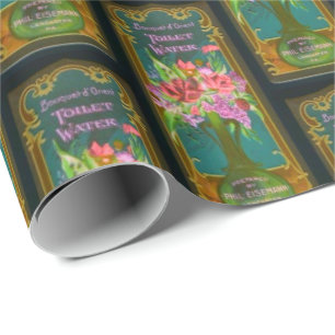 Papel De Regalo Etiqueta de perfume floral victoriana rosa verde a