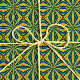 Papel De Regalo Étnica tribal de estrella amarilla y azul geométri