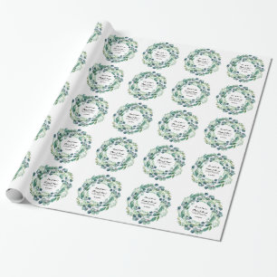 Papel De Regalo Eucalyptus Foliage Wreath Boda Monograma