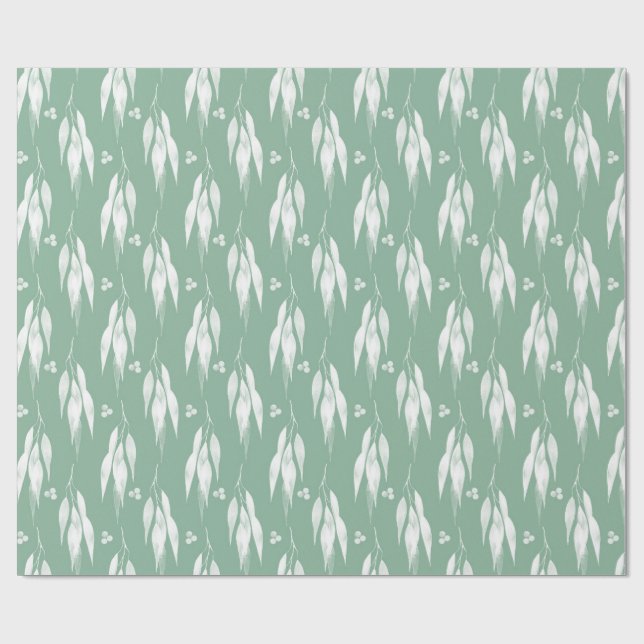 Papel De Regalo Eucalyptus Leaves and Branches Watercolor Pattern  (Superficie plana)