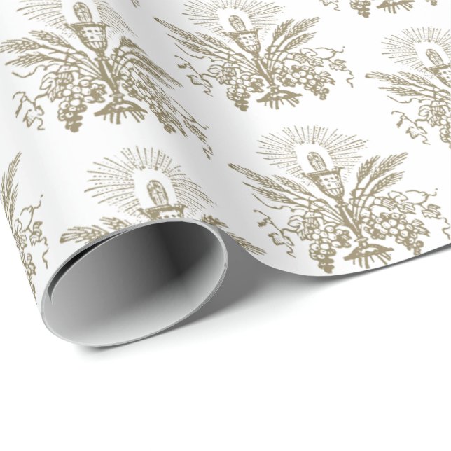 Papel De Regalo Eucaristía de la Primera Comunión Elegante (Esquina del rollo)