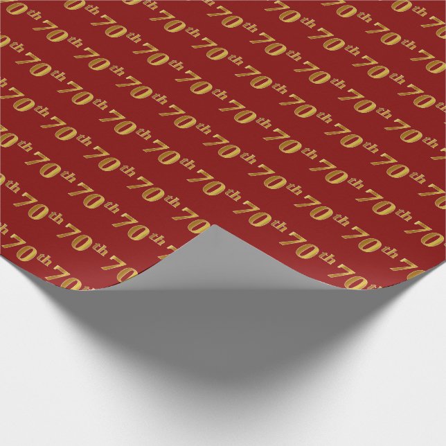 Papel De Regalo Evento 70 (70º) de Red, Faux Gold (Esquina)