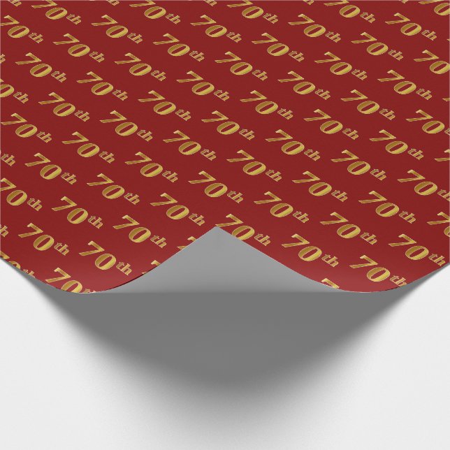 Papel De Regalo Evento 70 (70º) de Red, Faux Gold (Esquina)