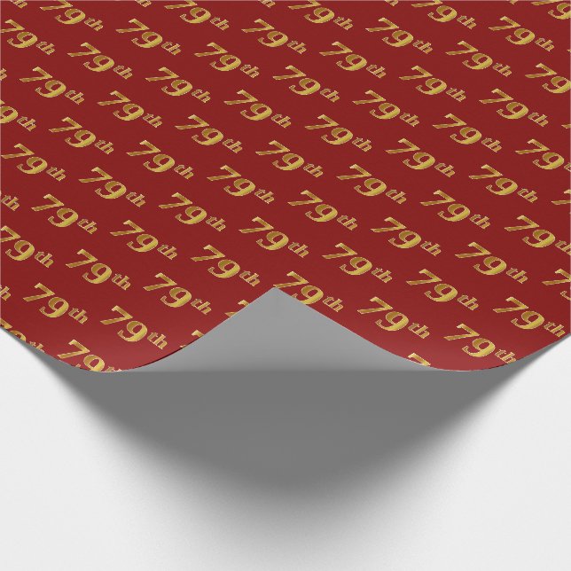 Papel De Regalo Evento 79 Red, Faux Gold (Esquina)