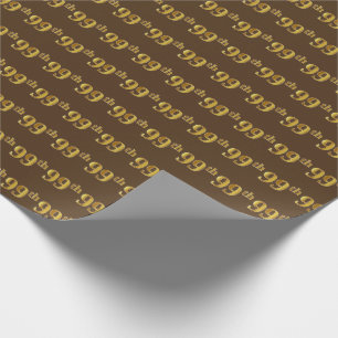 Papel De Regalo Evento Brown, Faux Gold 99th (Noventa y Novena)