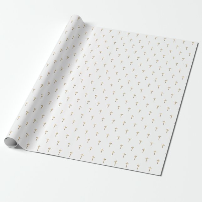 Papel De Regalo Evento cristiano Faux Gold Cross Pattern (Desenrollado)