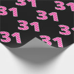 Papel De Regalo #Evento de las franjas rosadas 31 (cumpleaños, ani<br><div class="desc">Este divertido diseño de papel envolvente presenta el número "31" con un patrón rayado rosa oscuro y rosa claro, sobre un fondo de color negro. El envolvimiento de papel como este podría ser usado cuando se le dan regalos a alguien que está celebrando su 31 cumpleaños, o a una pareja...</div>