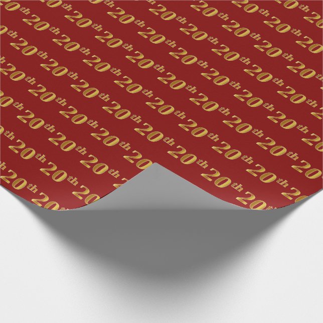 Papel De Regalo Evento Red, Faux Gold 20th (20x) (Esquina)