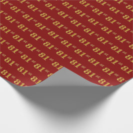 Papel De Regalo Evento Red, Faux Gold 81st (Ochenta y Primer)