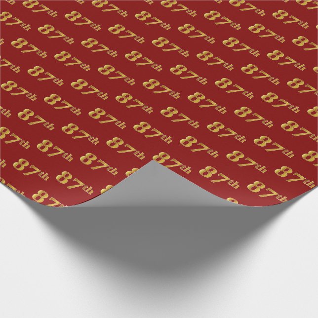Papel De Regalo Evento Red, Faux Gold 87th (Ochenta y Séptimo) (Esquina)