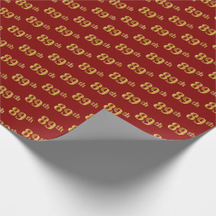 Papel De Regalo Evento Red, Faux Gold 89th (Ochenta y Noveno)