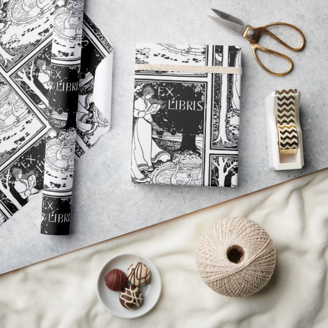 Papel De Regalo Ex Libris Mujer Leyendo (Artesanía)