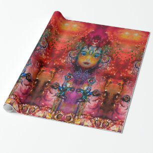 Papel De Regalo EXCALIBUR /QUEEN DE Fantasía Amarilla Roja MÁGICA