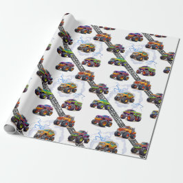 Papel De Regalo Excitante patrón de camión monstruo infantil