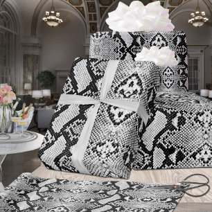 Papel De Regalo Exotic Black & White Python Snakeskin