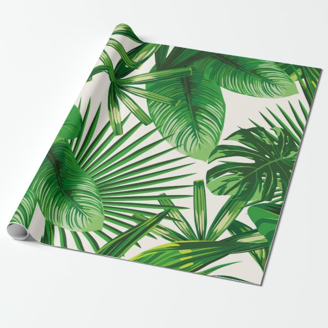 Papel De Regalo Exotic tropical natural green leaves composition o (Desenrollado)