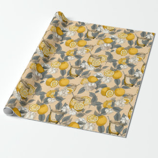 Papel De Regalo Exótico, Verano, Fruta, Limón, Patrones De Cóctele
